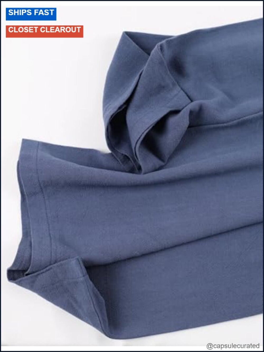 High Waisted Wide Leg Linen Pants with Front Button & Back Elastic - Picture 4 of 6
